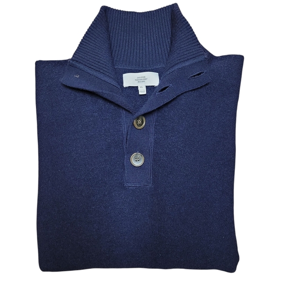 Jack Spade Bleecker Street Blue Shawl Neck Knit Mens Wool Sz L - Picture 1 of 8